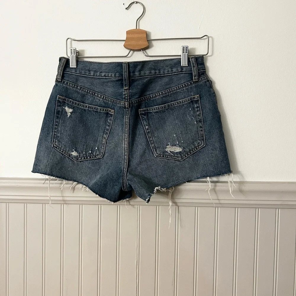We The Free Size 28 Sofia Cutoff Mid Rise Blue Distressed Jean Short Free People